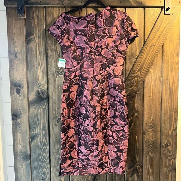 NWT Kay Unger Alana Sheath Jacquard Floral Midi Dress Sz 6/Black Cherise - Picture 4 of 6